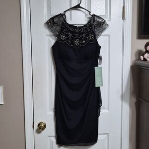 dj jaz navy blue dress Retro Modest Navy Blue Lace Tulle Cocktail Dress Short Vintage Homecoming  Dress